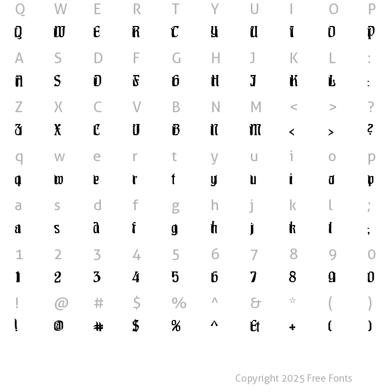 Character Map of Pittoresk Regular