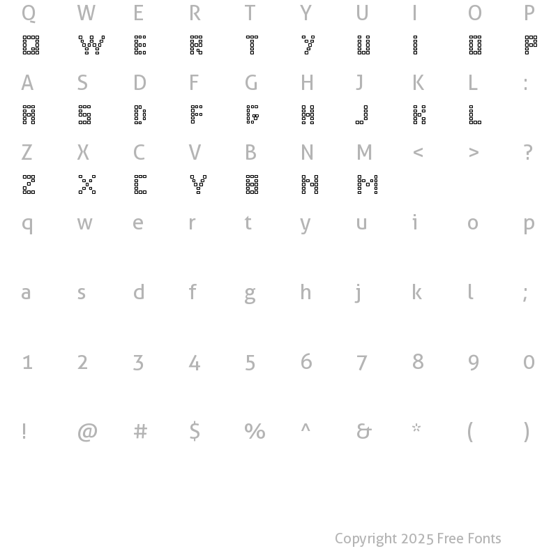 Character Map of Pixel Chunker Regular