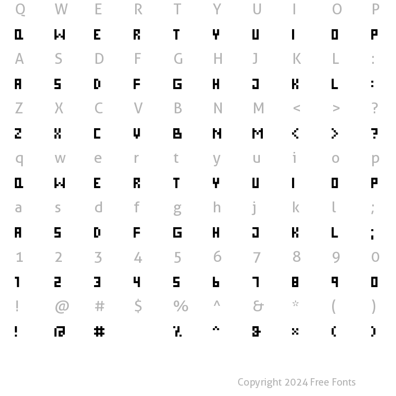 Character Map of Pixel Cyr Normal