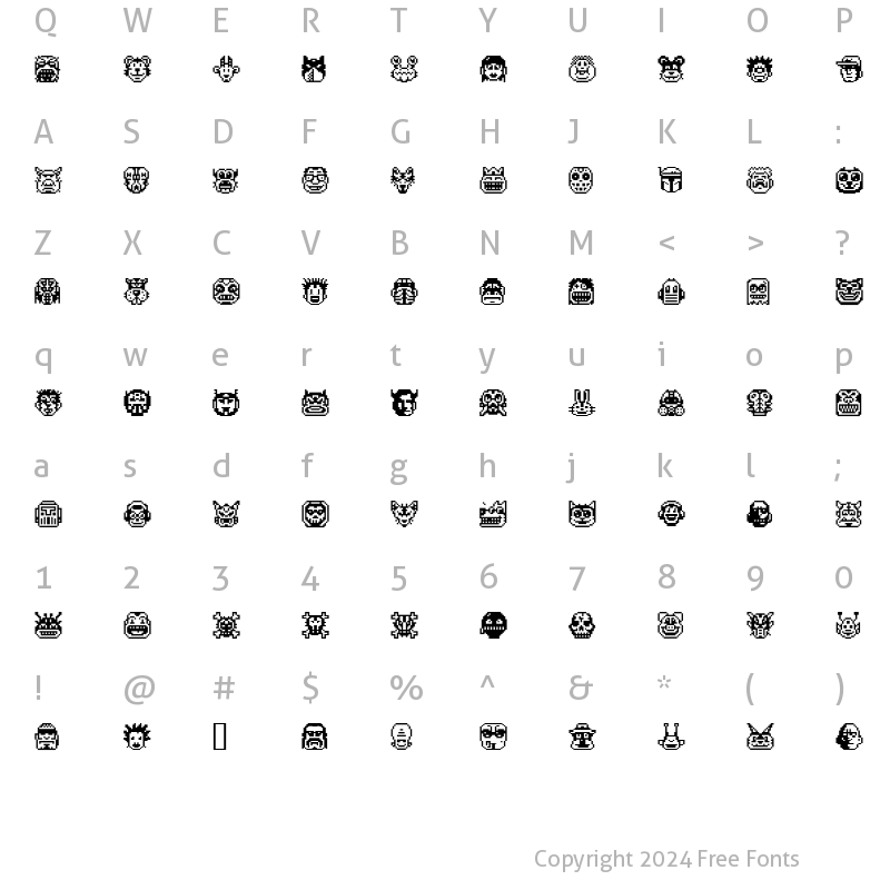 Character Map of PIXEL FREAKS V1 Regular