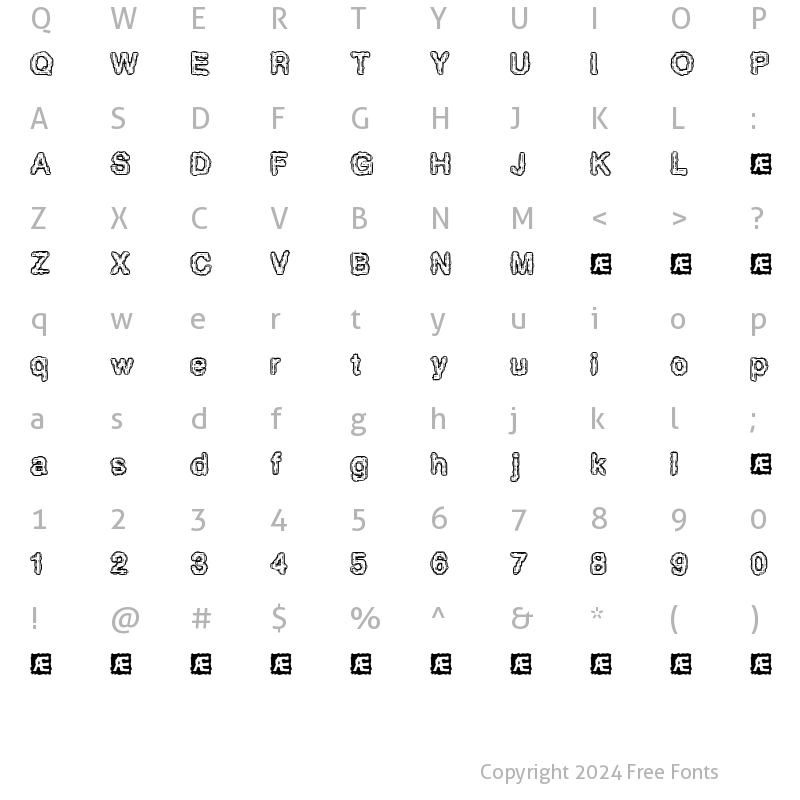 Character Map of Pixel Krud (BRK) Regular