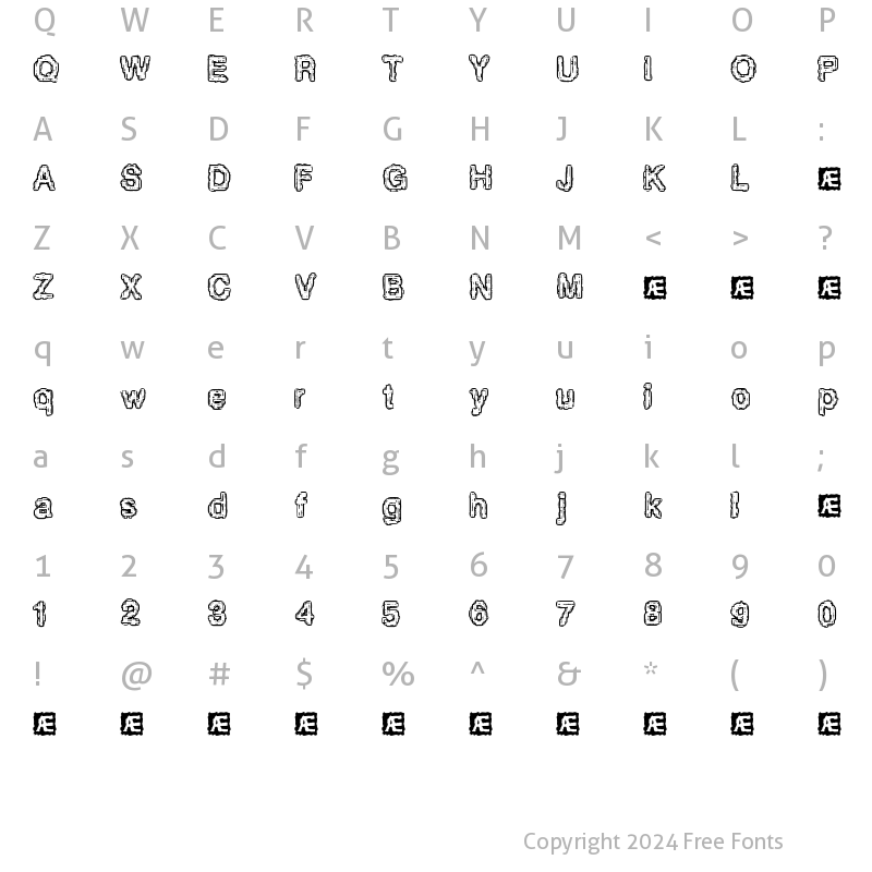 Character Map of Pixel Krud BRK Regular