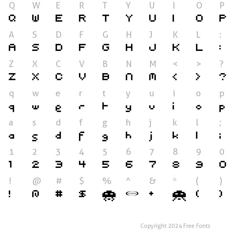 Character Map of Pixel Regular