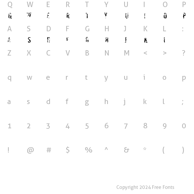 Character Map of Pixel Shift Regular