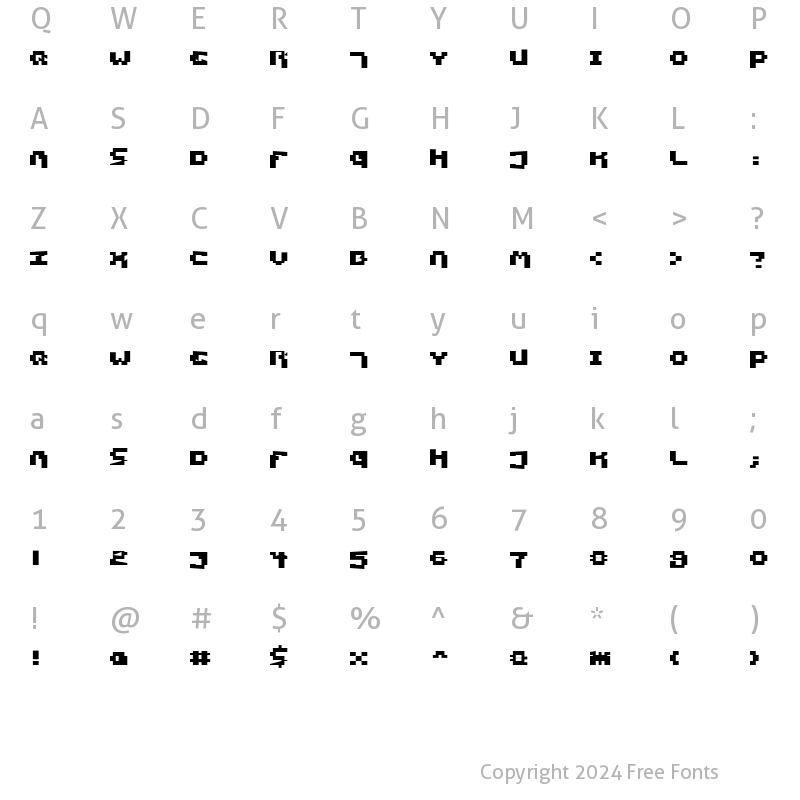 Character Map of Pixel Technology + Regular