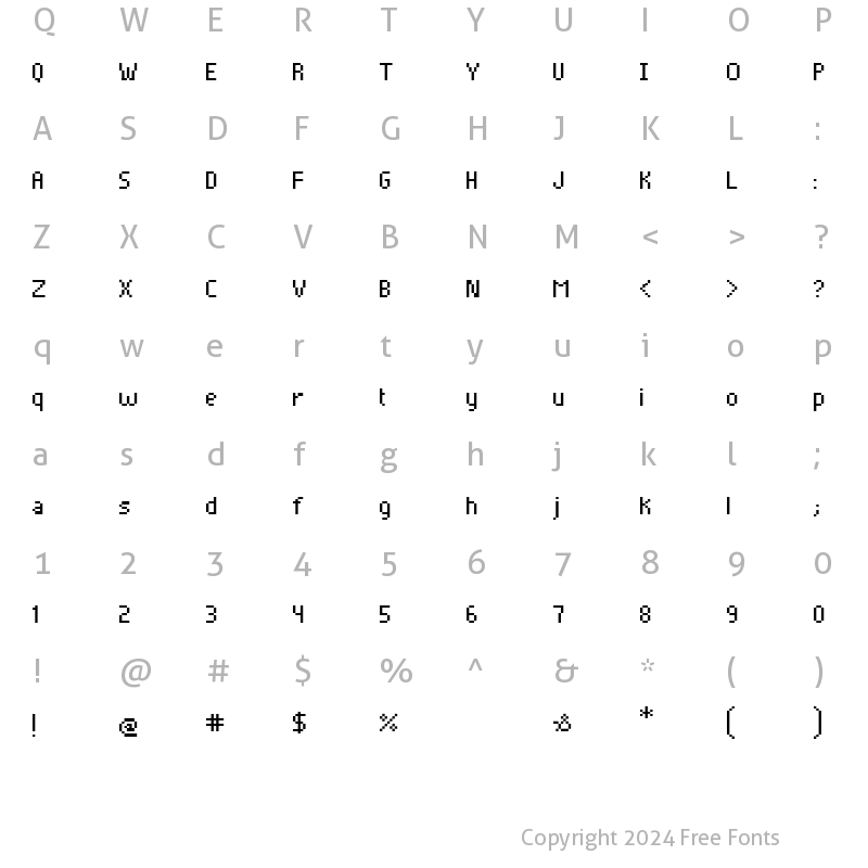 Character Map of Pixelade Regular