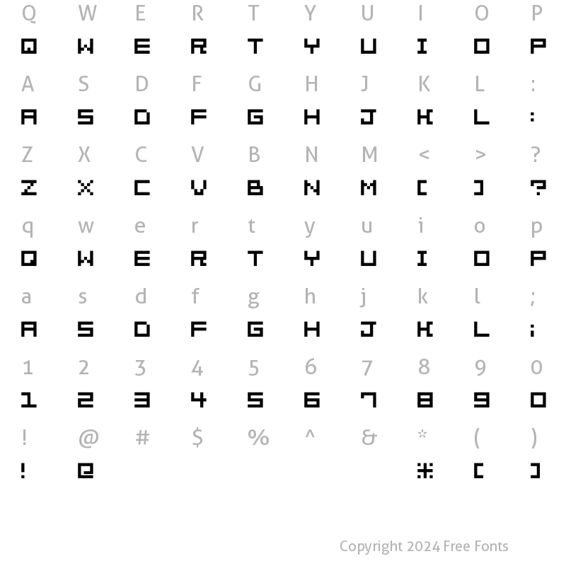 Character Map of Pixelation Regular