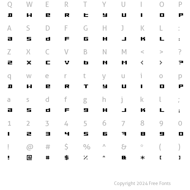 Character Map of Pixeldust Expanded Bold