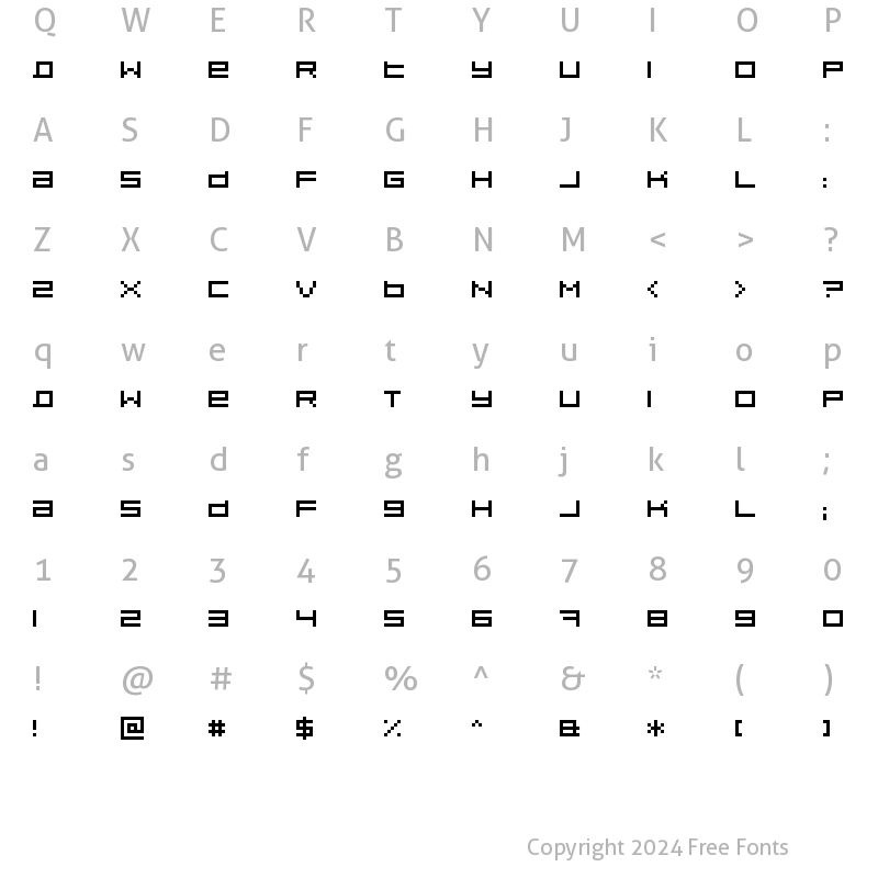 Character Map of Pixeldust Regular