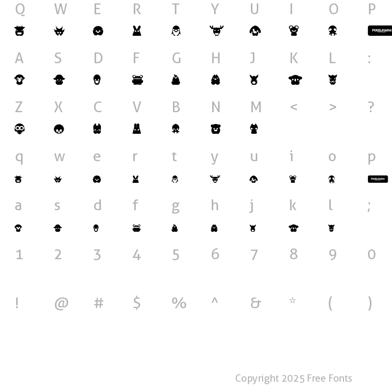 Character Map of Pixelfarm Pets (united) Regular