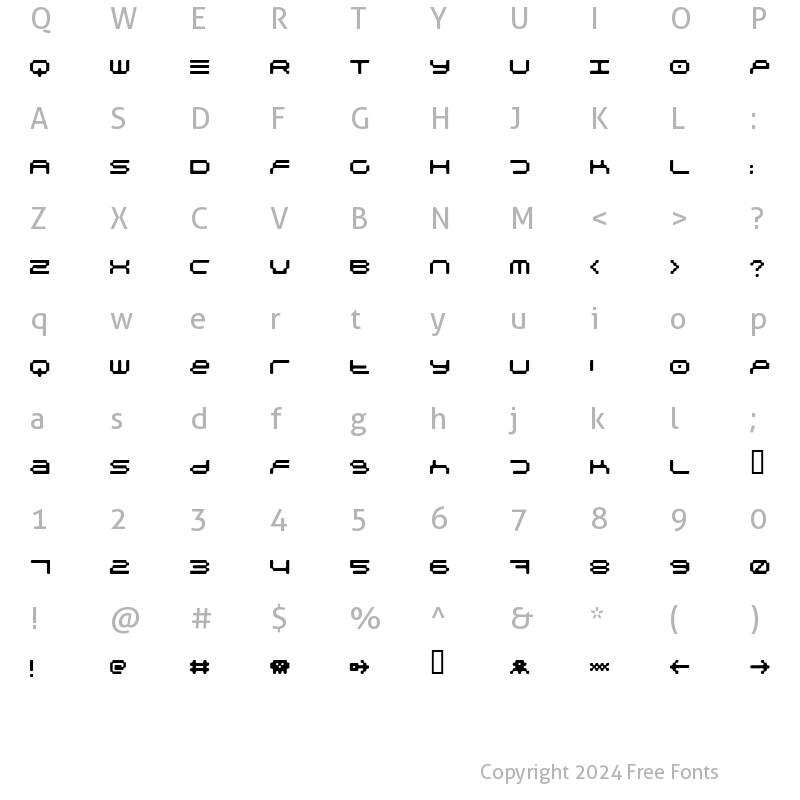 Character Map of PixelpackRegular Regular