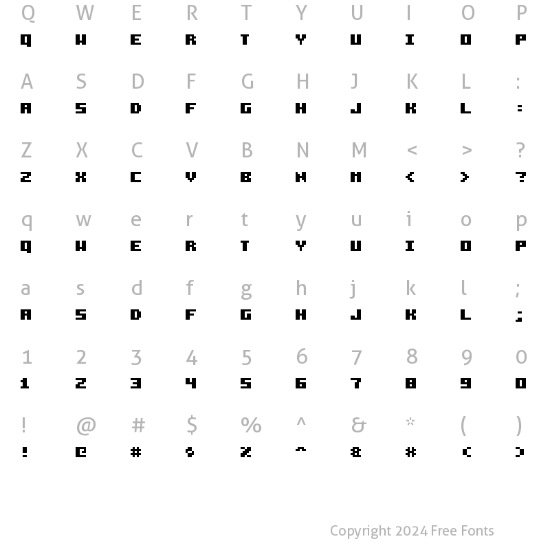 Character Map of Pixelzim 3x5 Bold