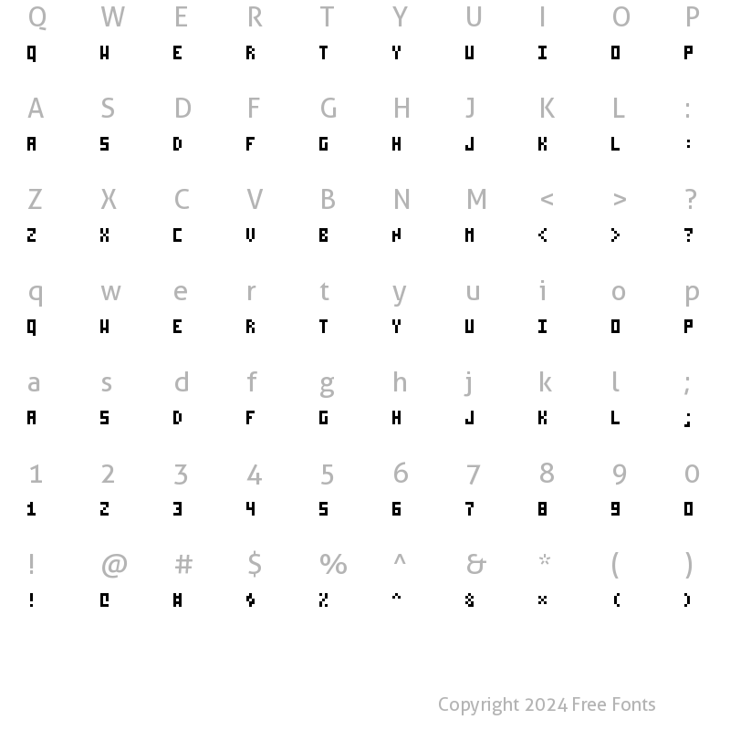 Character Map of Pixelzim 3x5