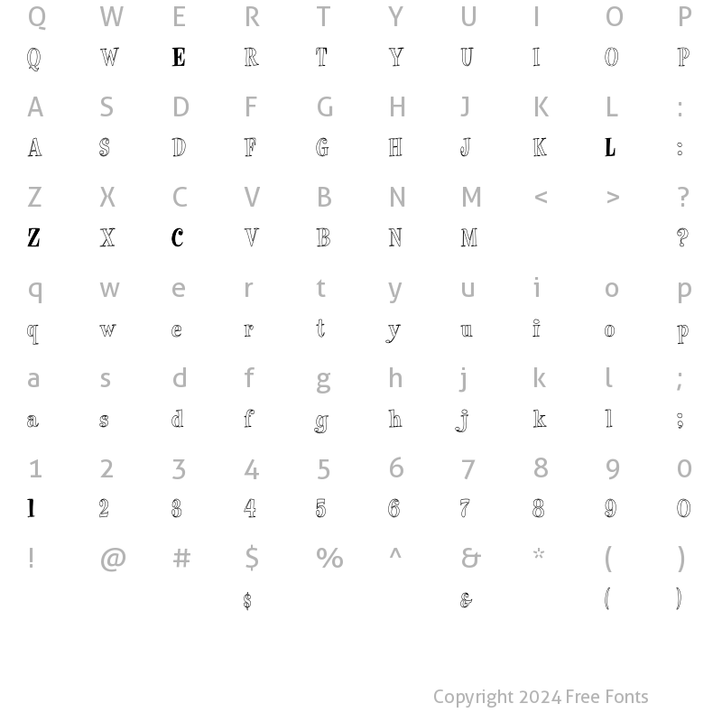 Character Map of Pixie-HC Regular