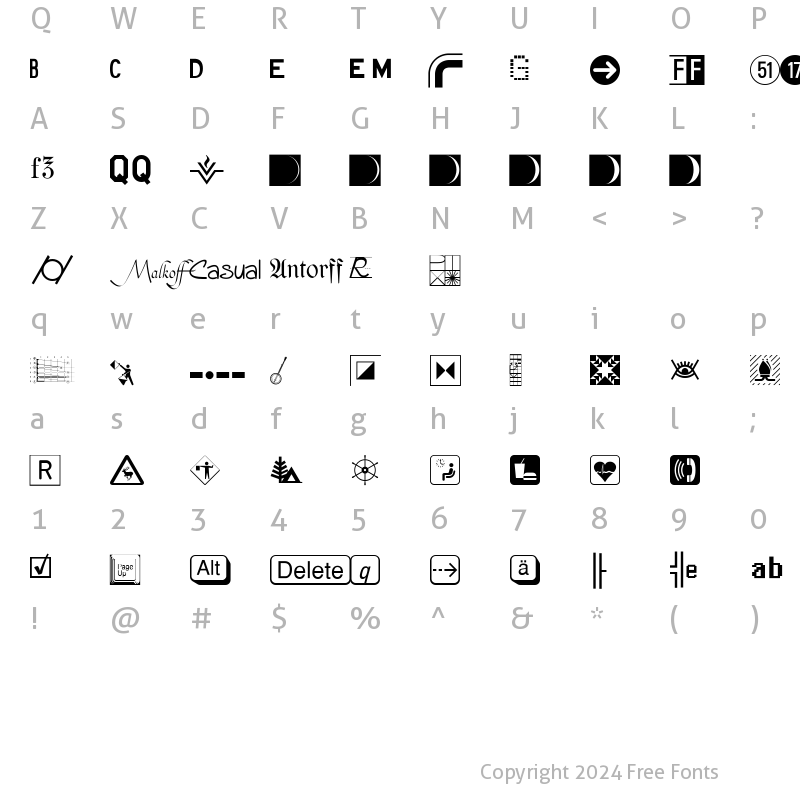 Character Map of PIXymbolsDingbats Bold