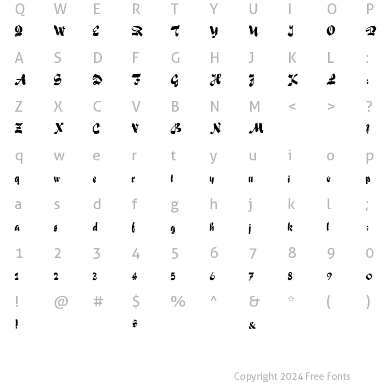 Character Map of Pizazz Normal