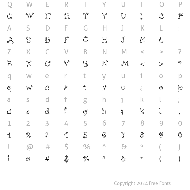 Character Map of PizPaz Becker Normal