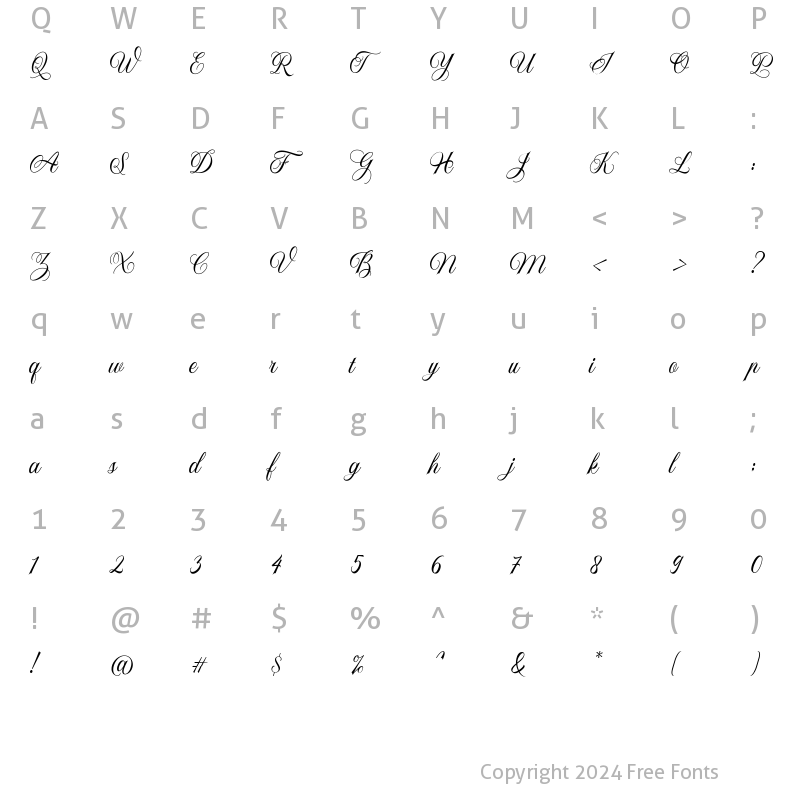 Character Map of Piztalio de Vasto Regular