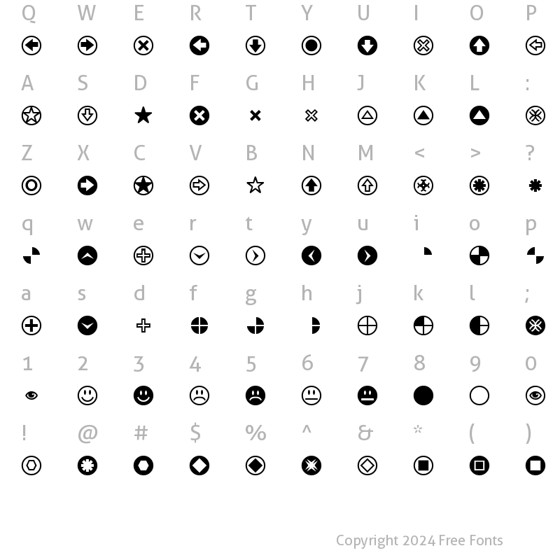 Character Map of PizzaDude Bullets Regular