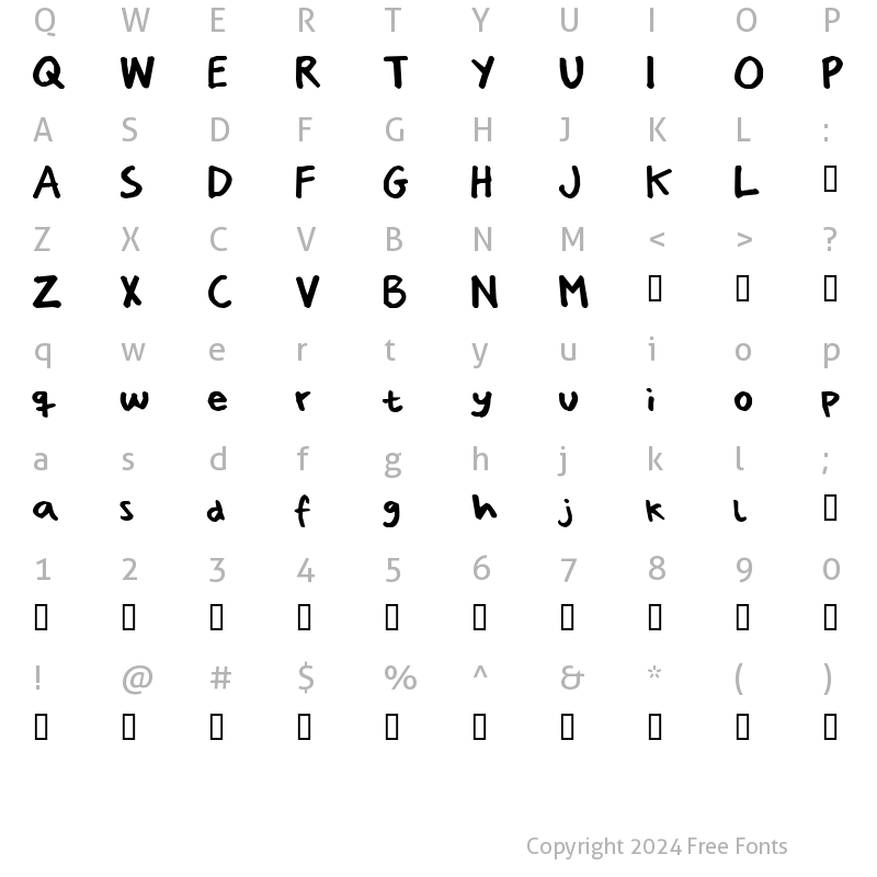 Character Map of PizzaDudesHandwriting Regular