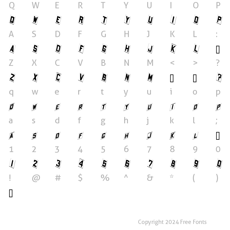 Character Map of Placecard Italic