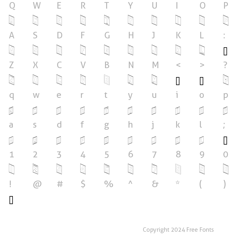 Character Map of PlacecardOutline Regular