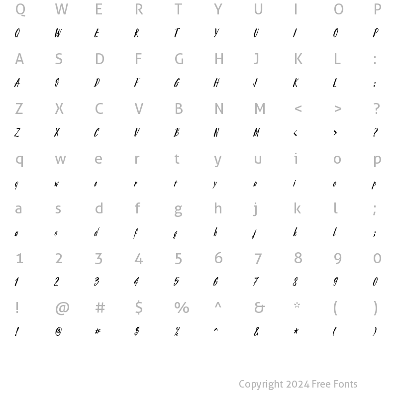 Character Map of PlageTahiti Regular