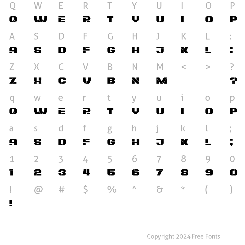 Character Map of Plagiat Book Regular