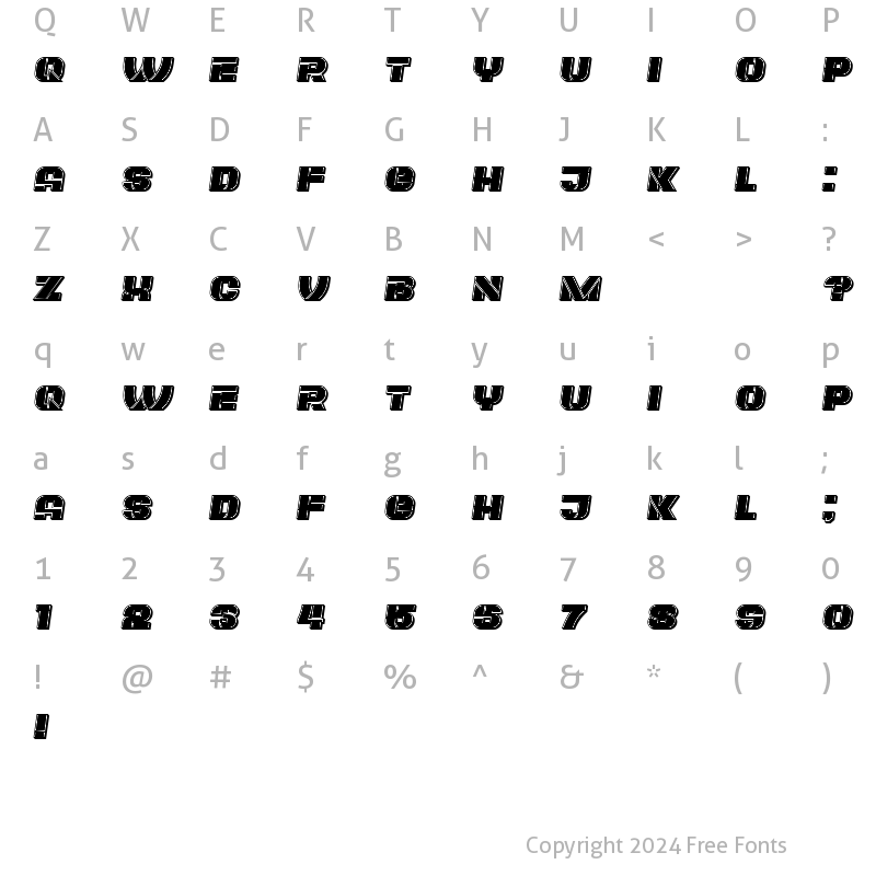 Character Map of Plagiat Italic