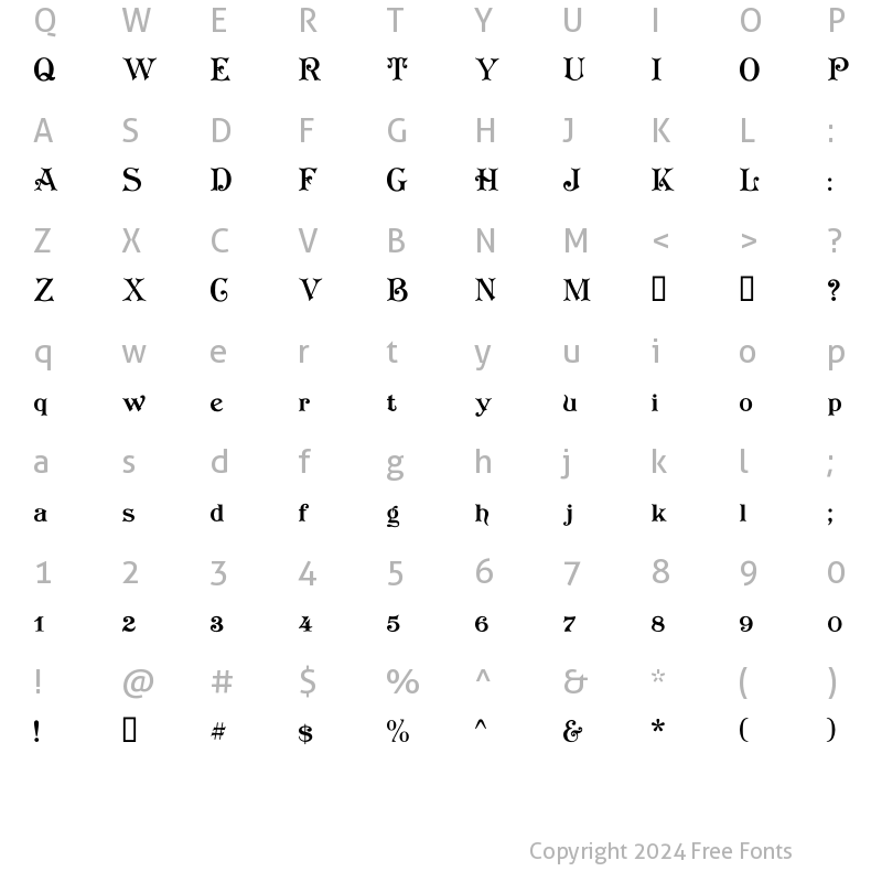 Character Map of Plain Koster Regular