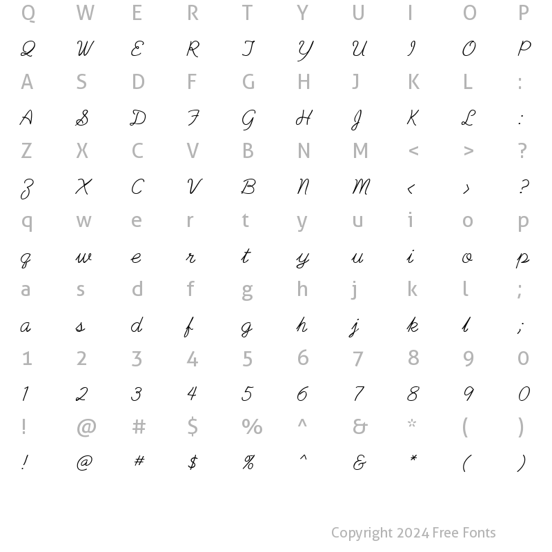 Character Map of PlainPensle Italic