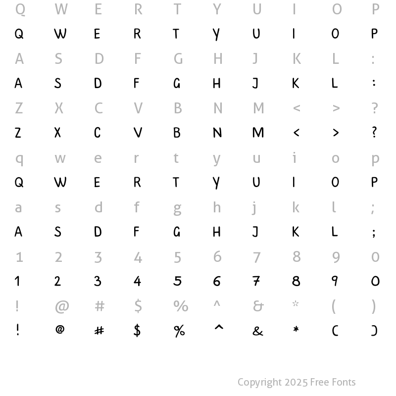 Character Map of PlainScriptC Regular