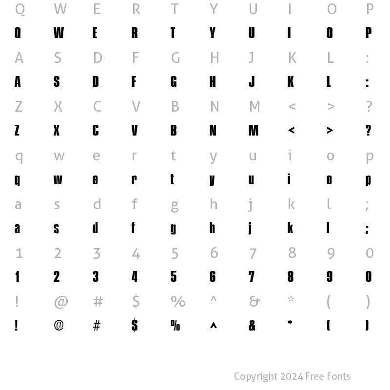 Character Map of Plakette 4 SF Regular