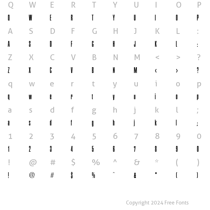 Character Map of PlaketteSerial Light