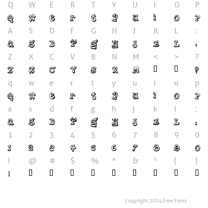 Character Map of Planet Benson Regular