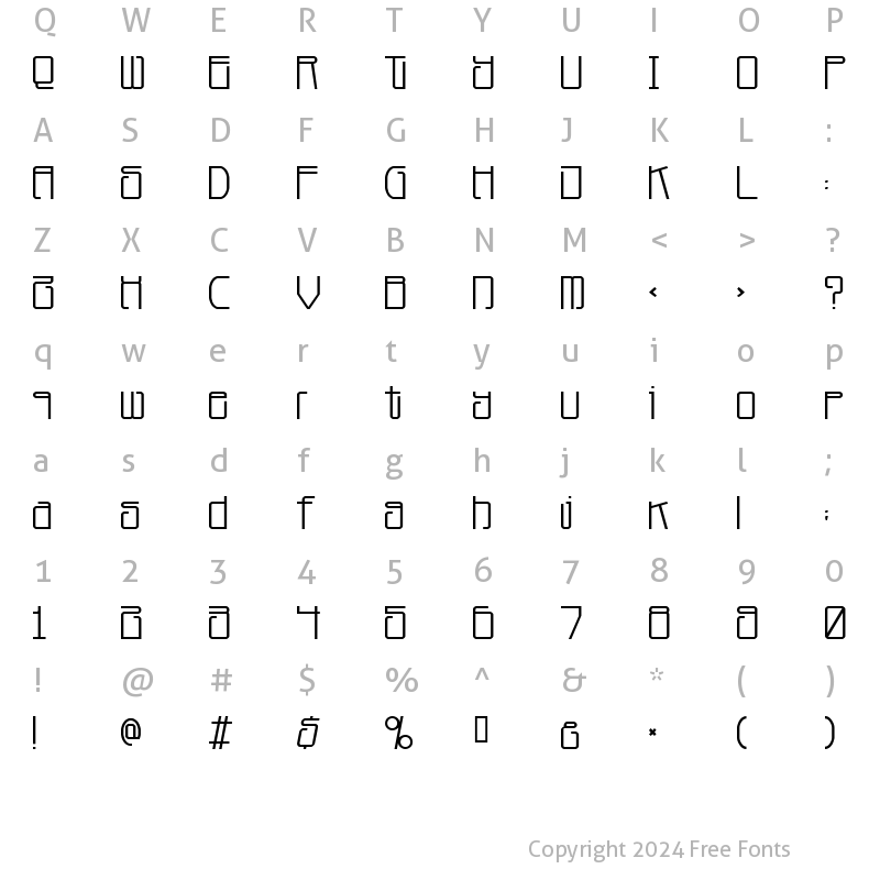 Character Map of Planet Dust Regular