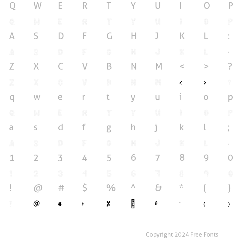 Character Map of Planet Hugger Halftone Only