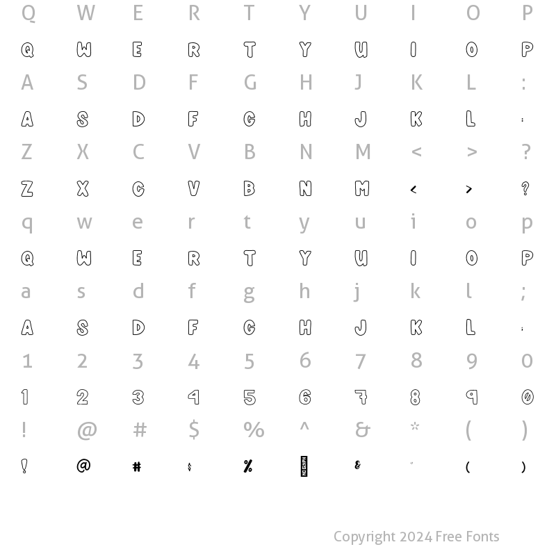 Character Map of Planet Hugger Outline