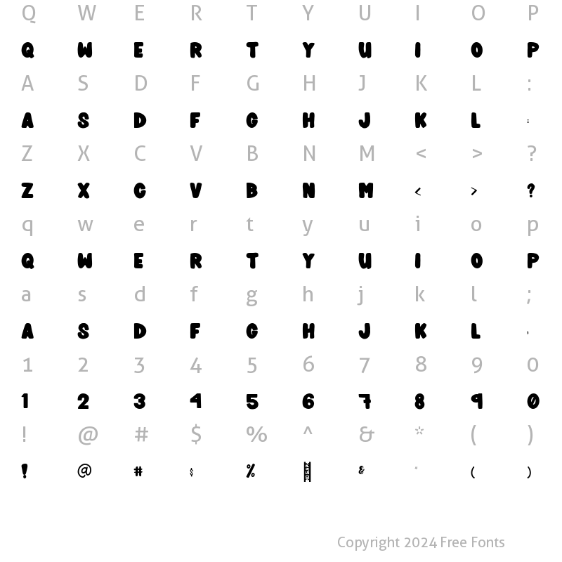 Character Map of Planet Hugger Solid