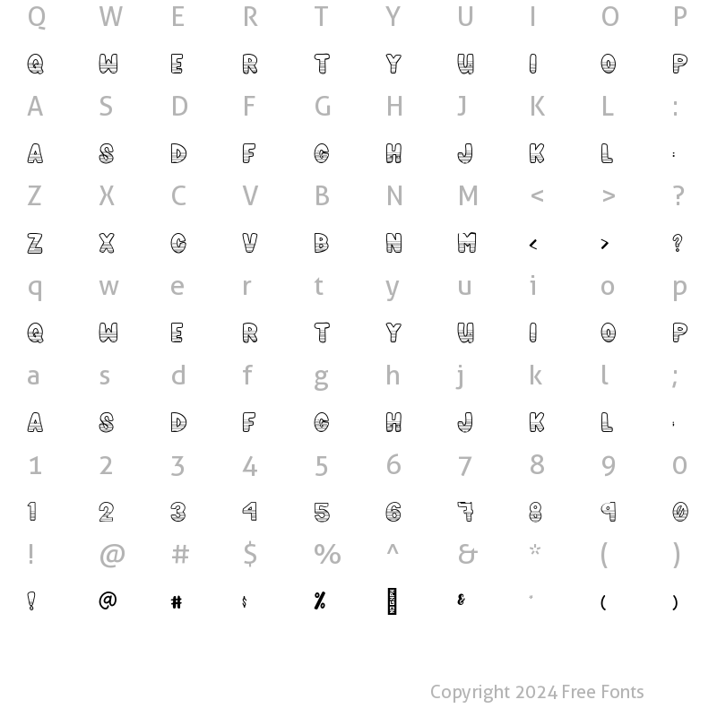 Character Map of Planet Hugger Stripes