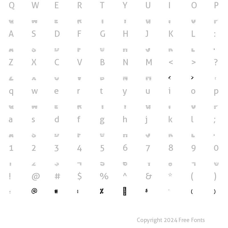 Character Map of Planet Hugger Stripes Only