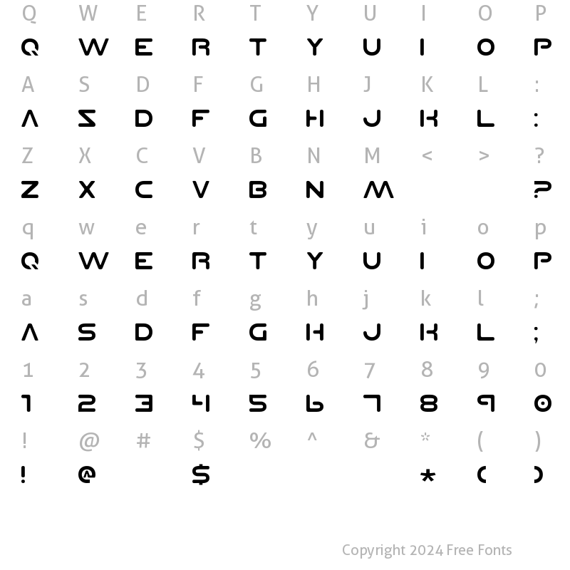 Character Map of Planet NS Regular