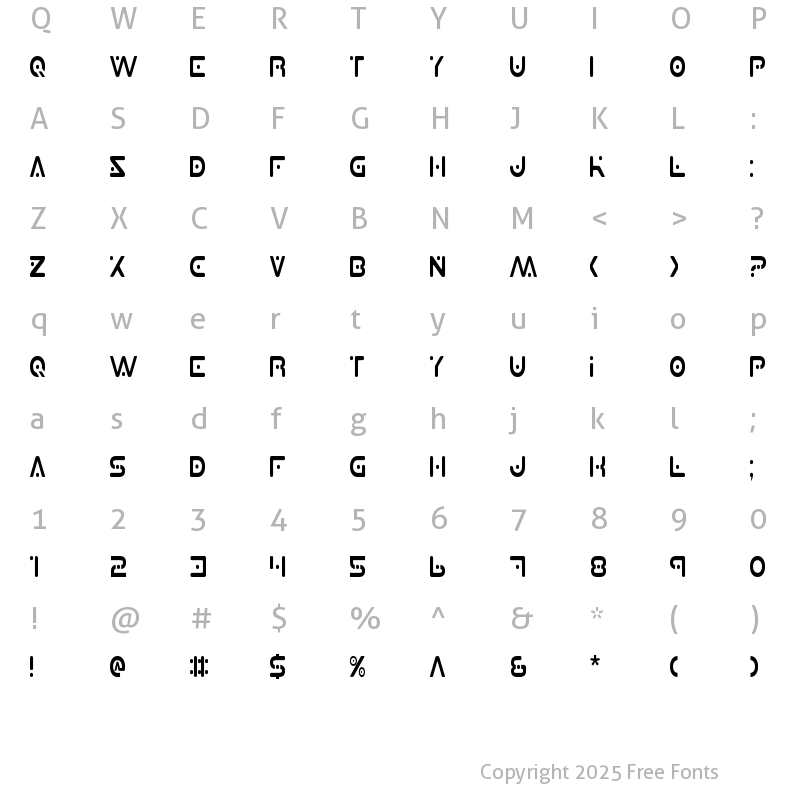 Character Map of Planet X Condensed Condensed