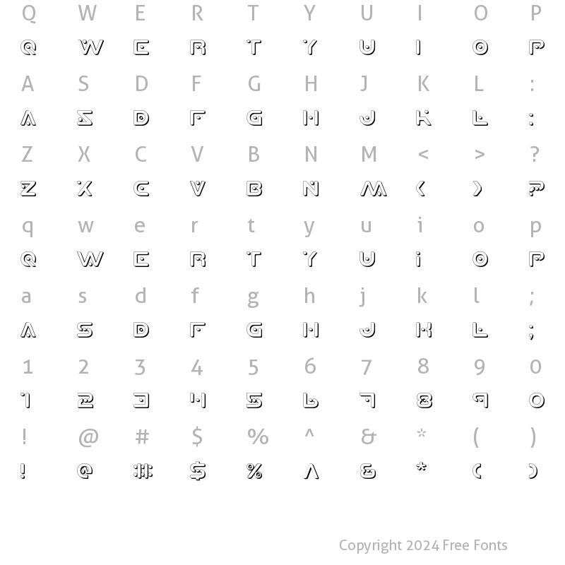 Character Map of Planet X Shadow Shadow