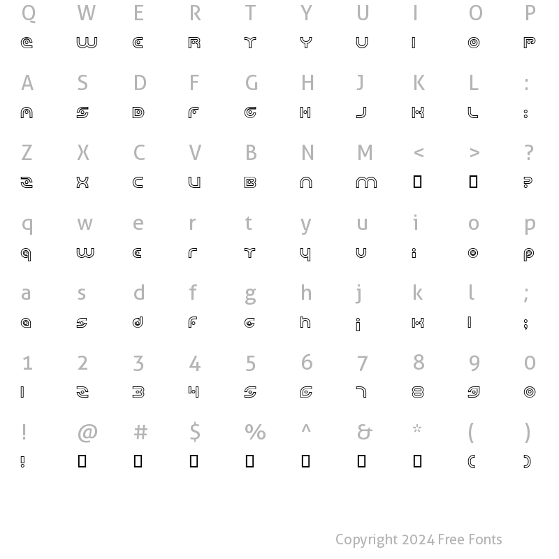 Character Map of Planetary Orbiter Outline Bold