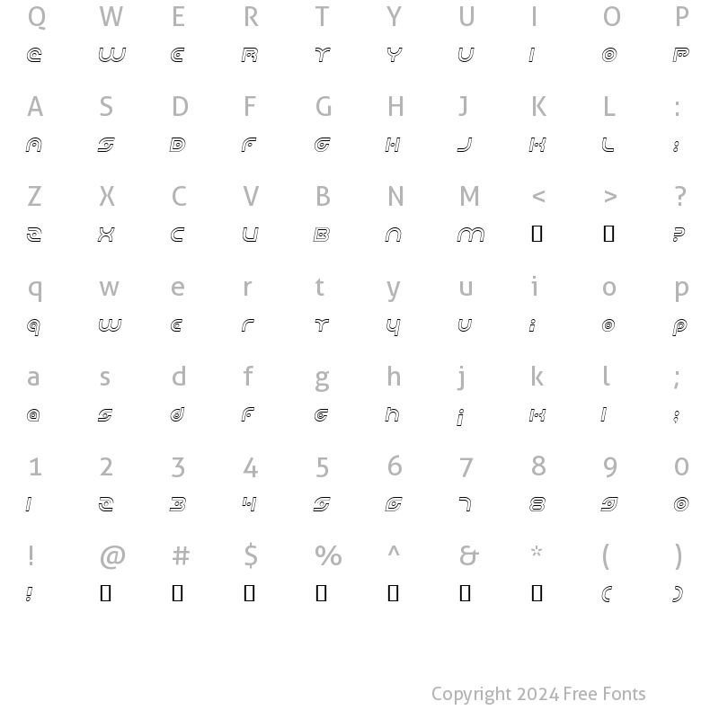 Character Map of Planetary Orbiter Outline Italic