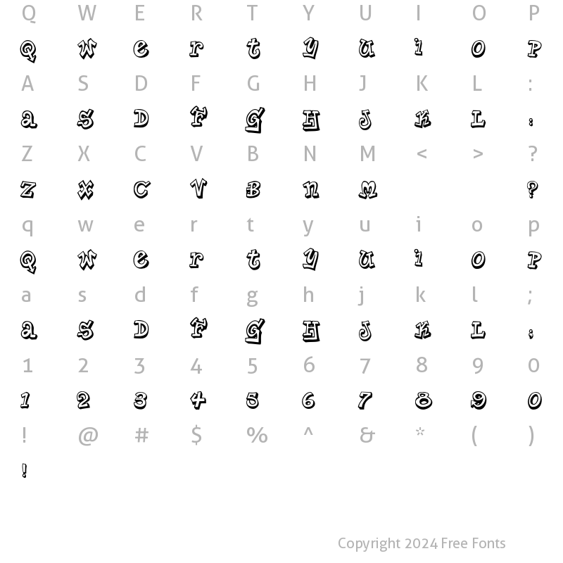 Character Map of PlanetBenson Regular