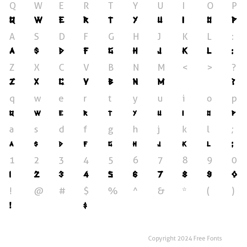 Character Map of PlanksDisplayCaps Bold