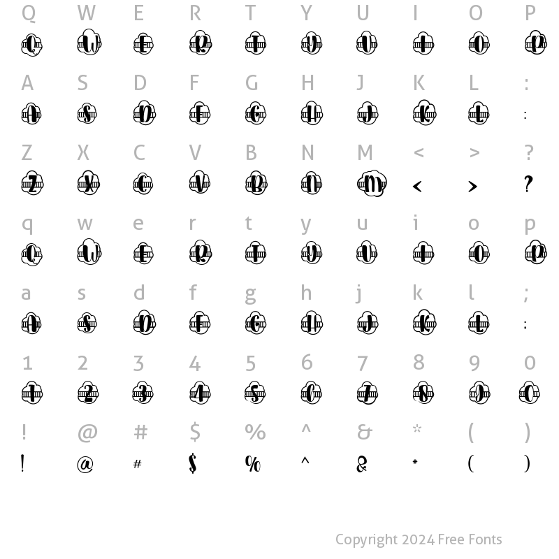 Character Map of Plant Factory 17 monogram Regular