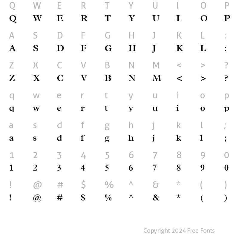 Character Map of Plantin-SemiBold Semi Bold